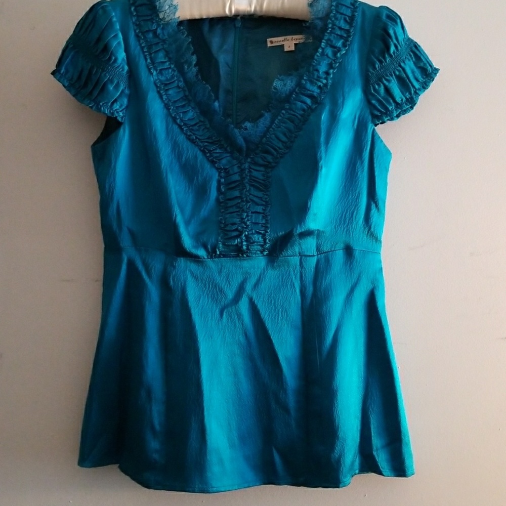 Nanette Lepore teal peplum blouse-Found!